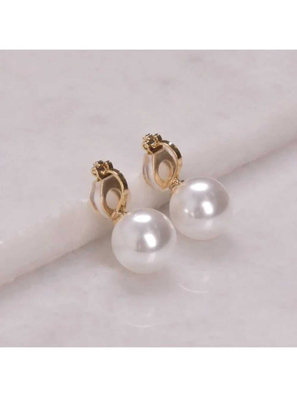 Oversized Simulated Pearl Clip-On Earrings for Women - Statement Jewelry